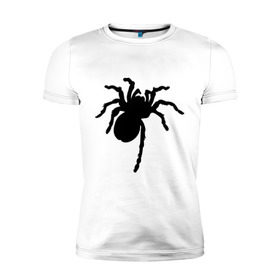 Мужская футболка премиум с принтом Паук (spider) в Петрозаводске, 92% хлопок, 8% лайкра | приталенный силуэт, круглый вырез ворота, длина до линии бедра, короткий рукав | насекомые | паутина | паучок | черная вдова | черный паук