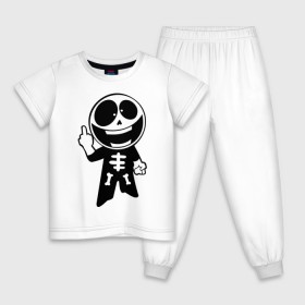 Детская пижама хлопок с принтом Человечек показывает fuck в Петрозаводске, 100% хлопок |  брюки и футболка прямого кроя, без карманов, на брюках мягкая резинка на поясе и по низу штанин
 | скелет