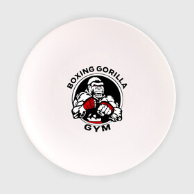 Тарелка с принтом Boxing gorilla gym в Петрозаводске, фарфор | диаметр - 210 мм
диаметр для нанесения принта - 120 мм | Тематика изображения на принте: боец | бокс | боксер | горила | горилла | кулаки | обезьяна | спорт | спортсменам