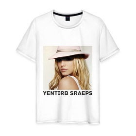 Мужская футболка хлопок с принтом Yentirb-Sraeps в Петрозаводске, 100% хлопок | прямой крой, круглый вырез горловины, длина до линии бедер, слегка спущенное плечо. | britney spears | бритни спирс | девушкам | для девушек | знаменитости