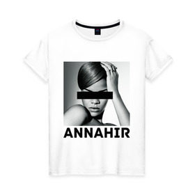 Женская футболка хлопок с принтом Rihanna в Петрозаводске, 100% хлопок | прямой крой, круглый вырез горловины, длина до линии бедер, слегка спущенное плечо | актирса | голливуд rihanna | звезды | знаменитости | певица | рианна