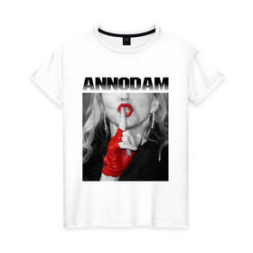 Женская футболка хлопок с принтом Annodam в Петрозаводске, 100% хлопок | прямой крой, круглый вырез горловины, длина до линии бедер, слегка спущенное плечо | madonna | актирса | голливуд | звезды | знаменитости | мадонна | певица