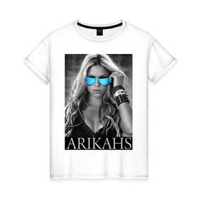Женская футболка хлопок с принтом Arikahs в Петрозаводске, 100% хлопок | прямой крой, круглый вырез горловины, длина до линии бедер, слегка спущенное плечо | shakira | актирса | голливуд | звезды | знаменитости | певица | шакира