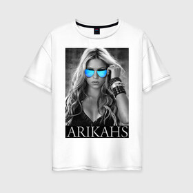 Женская футболка хлопок Oversize с принтом Arikahs в Петрозаводске, 100% хлопок | свободный крой, круглый ворот, спущенный рукав, длина до линии бедер
 | shakira | актирса | голливуд | звезды | знаменитости | певица | шакира