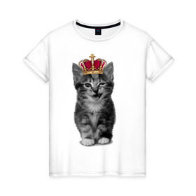 Женская футболка хлопок с принтом Meow kitten в Петрозаводске, 100% хлопок | прямой крой, круглый вырез горловины, длина до линии бедер, слегка спущенное плечо | kitten | meow | meow kitten | киса | кот | котик | котэ | котяра | кошка | прикольный кот