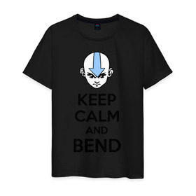 Мужская футболка хлопок с принтом Keep calm and bend в Петрозаводске, 100% хлопок | прямой крой, круглый вырез горловины, длина до линии бедер, слегка спущенное плечо. | 