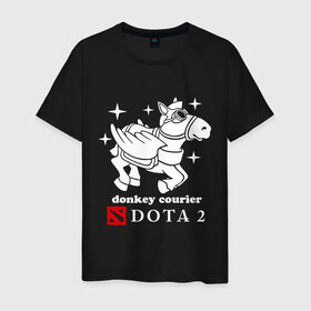 Мужская футболка хлопок с принтом DOTA 2. donkey courier. в Петрозаводске, 100% хлопок | прямой крой, круглый вырез горловины, длина до линии бедер, слегка спущенное плечо. | dota 2 | дота | дота 2 | игры | осел | ослик с крыльями