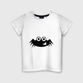 Детская футболка хлопок с принтом Весёлый паучок в Петрозаводске, 100% хлопок | круглый вырез горловины, полуприлегающий силуэт, длина до линии бедер | Тематика изображения на принте: насекомые | паук