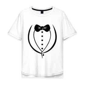 Мужская футболка хлопок Oversize с принтом Cмокинг (tuxedo) в Петрозаводске, 100% хлопок | свободный крой, круглый ворот, “спинка” длиннее передней части | Тематика изображения на принте: 