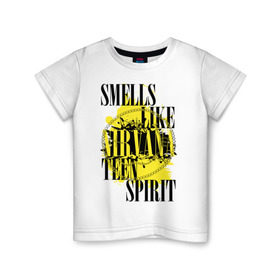 Детская футболка хлопок с принтом Smells like teen spirit в Петрозаводске, 100% хлопок | круглый вырез горловины, полуприлегающий силуэт, длина до линии бедер | smells like teen spirit | музыка | музыкальные группы | нирвана