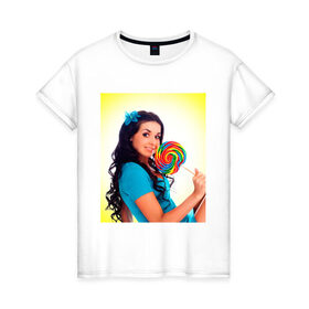 Женская футболка хлопок с принтом Разноцветный леденец в Петрозаводске, 100% хлопок | прямой крой, круглый вырез горловины, длина до линии бедер, слегка спущенное плечо | 