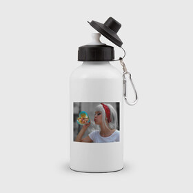Бутылка спортивная с принтом Мыльный пузырь в Петрозаводске, металл | емкость — 500 мл, в комплекте две пластиковые крышки и карабин для крепления | девушкам | для девушек | мыльный пузырь | фотография девушки
