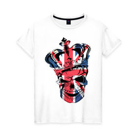 Женская футболка хлопок с принтом Британский череп в Петрозаводске, 100% хлопок | прямой крой, круглый вырез горловины, длина до линии бедер, слегка спущенное плечо | great britain | uk | united kingdom | английский флаг | британский флаг | флаг uk | флаг англии | флаг британии | флаг великобритании | череп