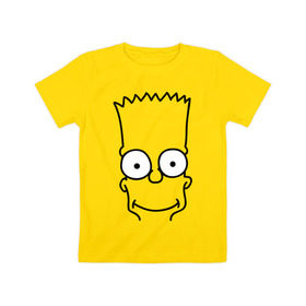 Детская футболка хлопок с принтом Барт лицо в Петрозаводске, 100% хлопок | круглый вырез горловины, полуприлегающий силуэт, длина до линии бедер | simpsons | мультики | мультфильмы | симпсоны