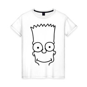 Женская футболка хлопок с принтом Барт лицо в Петрозаводске, 100% хлопок | прямой крой, круглый вырез горловины, длина до линии бедер, слегка спущенное плечо | simpsons | мультики | мультфильмы | симпсоны