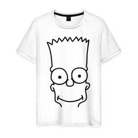 Мужская футболка хлопок с принтом Барт лицо в Петрозаводске, 100% хлопок | прямой крой, круглый вырез горловины, длина до линии бедер, слегка спущенное плечо. | simpsons | мультики | мультфильмы | симпсоны