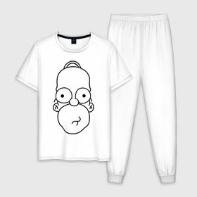 Мужская пижама хлопок с принтом Гомер лицо в Петрозаводске, 100% хлопок | брюки и футболка прямого кроя, без карманов, на брюках мягкая резинка на поясе и по низу штанин
 | гомер
