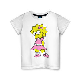 Детская футболка хлопок с принтом Лиза милашка в Петрозаводске, 100% хлопок | круглый вырез горловины, полуприлегающий силуэт, длина до линии бедер | liza | simpsons | мультики | мультфильмы | симпсоны