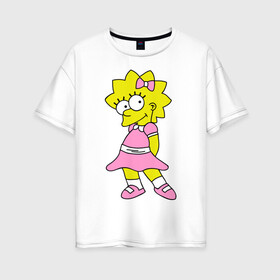 Женская футболка хлопок Oversize с принтом Лиза милашка в Петрозаводске, 100% хлопок | свободный крой, круглый ворот, спущенный рукав, длина до линии бедер
 | liza | simpsons | мультики | мультфильмы | симпсоны