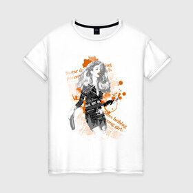 Женская футболка хлопок с принтом Fashion orange в Петрозаводске, 100% хлопок | прямой крой, круглый вырез горловины, длина до линии бедер, слегка спущенное плечо | 