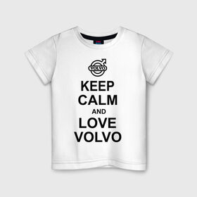 Детская футболка хлопок с принтом keep calm and love volvo в Петрозаводске, 100% хлопок | круглый вырез горловины, полуприлегающий силуэт, длина до линии бедер | автолюбителю | автомобиль | вольво | машина | прикольная надпись | тачка