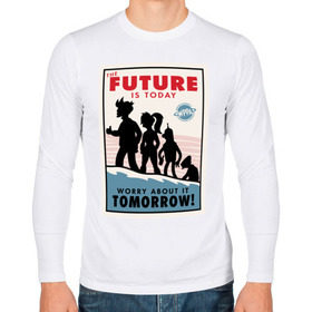 Мужской лонгслив хлопок с принтом Futurama poster в Петрозаводске, 100% хлопок |  | Тематика изображения на принте: futurama | future is today | бендер | лила | постер футурамы | фрай | футурама