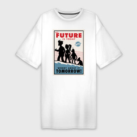 Платье-футболка хлопок с принтом Futurama poster в Петрозаводске,  |  | futurama | future is today | бендер | лила | постер футурамы | фрай | футурама