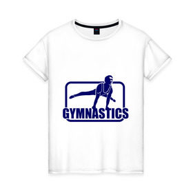 Женская футболка хлопок с принтом Gimnastic (Гимнастика) в Петрозаводске, 100% хлопок | прямой крой, круглый вырез горловины, длина до линии бедер, слегка спущенное плечо | Тематика изображения на принте: sport | брусья | гимнаст | снаряд | спортсмен | тренировка | упражнения