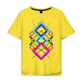 Мужская футболка хлопок Oversize с принтом Geometric drawing в Петрозаводске, 100% хлопок | свободный крой, круглый ворот, “спинка” длиннее передней части | 