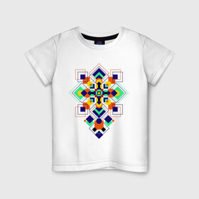 Детская футболка хлопок с принтом Summer geometry в Петрозаводске, 100% хлопок | круглый вырез горловины, полуприлегающий силуэт, длина до линии бедер | геометрия | ромбики | узоры | фигуры