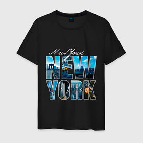 Мужская футболка хлопок с принтом New York в Петрозаводске, 100% хлопок | прямой крой, круглый вырез горловины, длина до линии бедер, слегка спущенное плечо. | dtg | urban style | америка | города | нью йорк