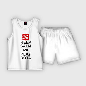 Детская пижама с шортами хлопок с принтом Keep calm and play dota. в Петрозаводске,  |  | Тематика изображения на принте: dota 2 | дота | дота 2 | игра | компьютерные игры | прикольные надписи