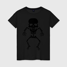 Женская футболка хлопок с принтом Маленький скелет в Петрозаводске, 100% хлопок | прямой крой, круглый вырез горловины, длина до линии бедер, слегка спущенное плечо | скелет