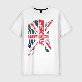 Мужская футболка премиум с принтом Британская зебра в Петрозаводске, 92% хлопок, 8% лайкра | приталенный силуэт, круглый вырез ворота, длина до линии бедра, короткий рукав | dtg | england | англия | британия | британский флаг | великобритания | животные | прикольные картинки