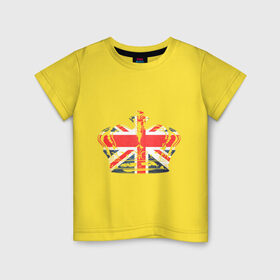 Детская футболка хлопок с принтом Корона, флаг Британии в Петрозаводске, 100% хлопок | круглый вырез горловины, полуприлегающий силуэт, длина до линии бедер | dtg | england | англия | британия | британский флаг | великобритания | прикольные картинки