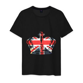 Мужская футболка хлопок с принтом Корона, флаг Британии в Петрозаводске, 100% хлопок | прямой крой, круглый вырез горловины, длина до линии бедер, слегка спущенное плечо. | dtg | england | англия | британия | британский флаг | великобритания | прикольные картинки