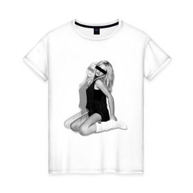 Женская футболка хлопок с принтом Бритни Спирс в Петрозаводске, 100% хлопок | прямой крой, круглый вырез горловины, длина до линии бедер, слегка спущенное плечо | britney | spears | знаменитости | знаменитые личности | селебрити | суперзвезда