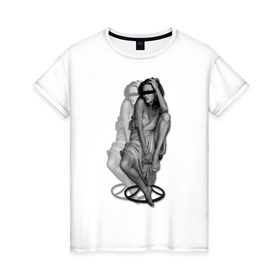Женская футболка хлопок с принтом Анджелина Джоли в Петрозаводске, 100% хлопок | прямой крой, круглый вырез горловины, длина до линии бедер, слегка спущенное плечо | jolie | девушка | знаменитости | знаменитые личности | селебрити | суперзвезда | тело | фигура