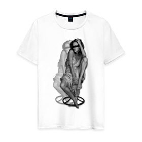 Мужская футболка хлопок с принтом Анджелина Джоли в Петрозаводске, 100% хлопок | прямой крой, круглый вырез горловины, длина до линии бедер, слегка спущенное плечо. | jolie | девушка | знаменитости | знаменитые личности | селебрити | суперзвезда | тело | фигура