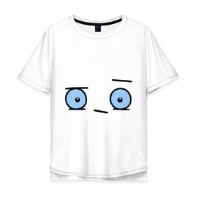 Мужская футболка хлопок Oversize с принтом Бодрый смайл в Петрозаводске, 100% хлопок | свободный крой, круглый ворот, “спинка” длиннее передней части | глаза | глазастик | настроение | позитив | рожица | смайлы | чудик