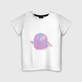 Детская футболка хлопок с принтом Цветная сова в Петрозаводске, 100% хлопок | круглый вырез горловины, полуприлегающий силуэт, длина до линии бедер | животное | птица | совушка