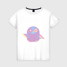 Женская футболка хлопок с принтом Цветная сова в Петрозаводске, 100% хлопок | прямой крой, круглый вырез горловины, длина до линии бедер, слегка спущенное плечо | животное | птица | совушка