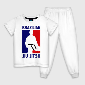 Детская пижама хлопок с принтом Джиу-джитсу (Jiu jitsu) в Петрозаводске, 100% хлопок |  брюки и футболка прямого кроя, без карманов, на брюках мягкая резинка на поясе и по низу штанин
 | Тематика изображения на принте: brazilian | бой | джиу джитсу | карате | черный пояс