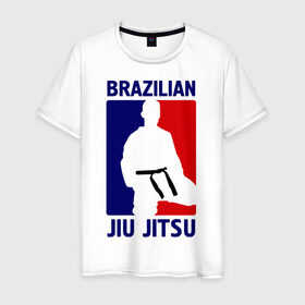 Мужская футболка хлопок с принтом Джиу-джитсу (Jiu jitsu) в Петрозаводске, 100% хлопок | прямой крой, круглый вырез горловины, длина до линии бедер, слегка спущенное плечо. | brazilian | бой | джиу джитсу | карате | черный пояс
