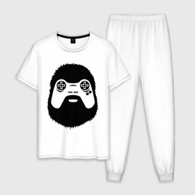 Мужская пижама хлопок с принтом Геймер в Петрозаводске, 100% хлопок | брюки и футболка прямого кроя, без карманов, на брюках мягкая резинка на поясе и по низу штанин
 | joystick | видеоигры | джойстик | игры