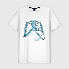 Мужская футболка премиум с принтом Рентген ребра в Петрозаводске, 92% хлопок, 8% лайкра | приталенный силуэт, круглый вырез ворота, длина до линии бедра, короткий рукав | Тематика изображения на принте: dtg | гранаты | оружие | пистолет | ребра | ренген | ренгеновский снимок