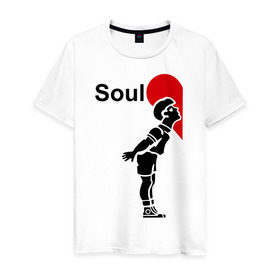 Мужская футболка хлопок с принтом Soul Mate (родная душа). в Петрозаводске, 100% хлопок | прямой крой, круглый вырез горловины, длина до линии бедер, слегка спущенное плечо. | для влюбленных | для двоих | любовь | парные | половинка | сердечко | сердце