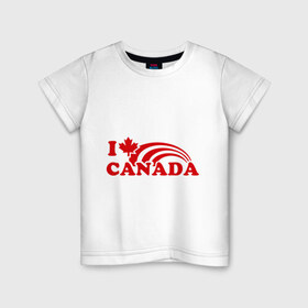 Детская футболка хлопок с принтом I love canada. в Петрозаводске, 100% хлопок | круглый вырез горловины, полуприлегающий силуэт, длина до линии бедер | Тематика изображения на принте: 