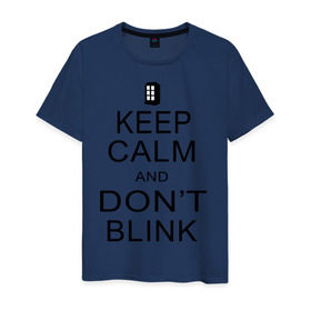 Мужская футболка хлопок с принтом Don`t blink в Петрозаводске, 100% хлопок | прямой крой, круглый вырез горловины, длина до линии бедер, слегка спущенное плечо. | dont blink | keep calm | телефонная будка