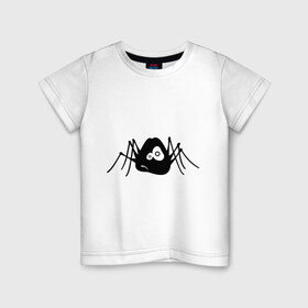 Детская футболка хлопок с принтом Паучек в Петрозаводске, 100% хлопок | круглый вырез горловины, полуприлегающий силуэт, длина до линии бедер | Тематика изображения на принте: грустный паук | паук | паучек | унылый паук